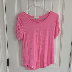Simply Southern Women's Pink Cold Shoulder Top Small